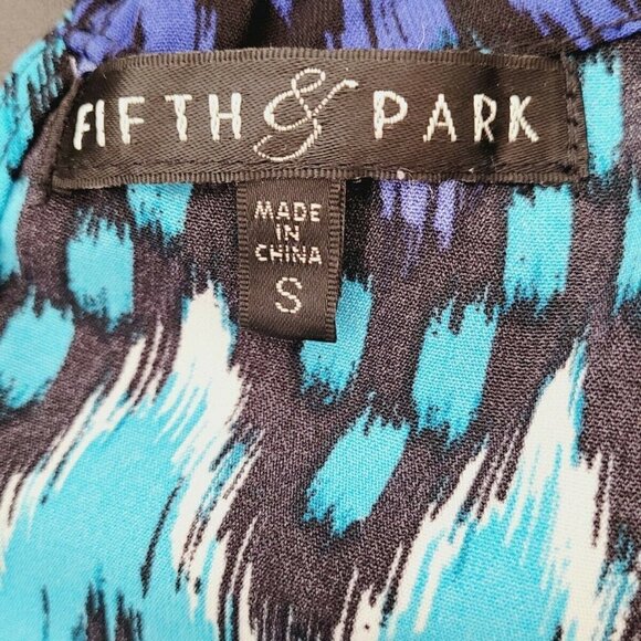 Fifth & Park Blue Chevron Halter Knee-Length Shift Dress Size Small - Picture 5 of 6